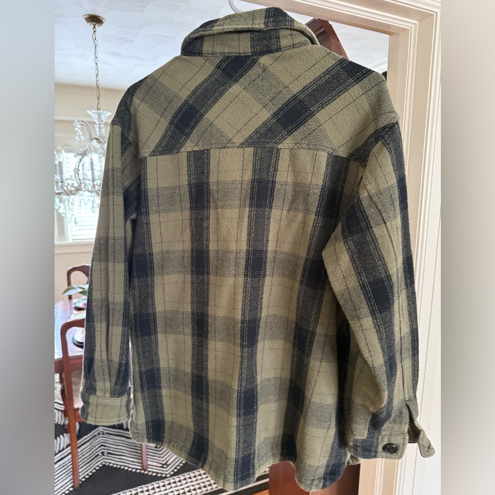 Lucky Brand Hunter Green/Black plaid shacket - Picture 3 of 3